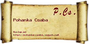 Pohanka Csaba névjegykártya